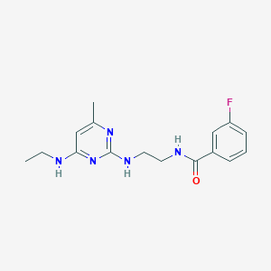 molecular formula C16H20FN5O B5922225 N-(2-{[4-(ethylamino)-6-methyl-2-pyrimidinyl]amino}ethyl)-3-fluorobenzamide 