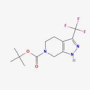 molecular formula C12H16F3N3O2 B592229 tert-Butyl 3-(trifluoromethyl)-4,5-dihydro-1H-pyrazolo[3,4-c]pyridine-6(7H)-carboxylate CAS No. 733757-89-6