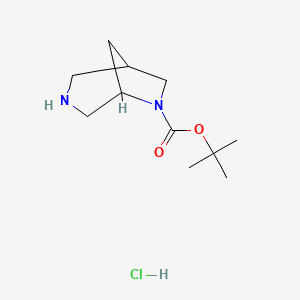 molecular formula C11H21ClN2O2 B592236 tert-Butyl 3,6-diazabicyclo[3.2.1]octane-6-carboxylate hydrochloride CAS No. 1523571-18-7
