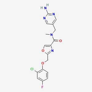 molecular formula C17H15ClFN5O3 B5922510 N-[(2-aminopyrimidin-5-yl)methyl]-2-[(2-chloro-4-fluorophenoxy)methyl]-N-methyl-1,3-oxazole-4-carboxamide 