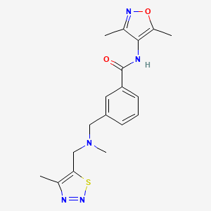molecular formula C18H21N5O2S B5922687 N-(3,5-dimethylisoxazol-4-yl)-3-({methyl[(4-methyl-1,2,3-thiadiazol-5-yl)methyl]amino}methyl)benzamide 