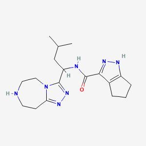 molecular formula C18H27N7O B5922727 N-[3-methyl-1-(6,7,8,9-tetrahydro-5H-[1,2,4]triazolo[4,3-d][1,4]diazepin-3-yl)butyl]-1,4,5,6-tetrahydrocyclopenta[c]pyrazole-3-carboxamide 
