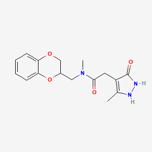 molecular formula C16H19N3O4 B5922899 N-(2,3-dihydro-1,4-benzodioxin-2-ylmethyl)-N-methyl-2-(5-methyl-3-oxo-2,3-dihydro-1H-pyrazol-4-yl)acetamide 