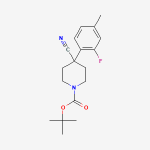 molecular formula C18H23FN2O2 B592306 tert-Butyl 4-cyano-4-(2-fluoro-4-methylphenyl)piperidine-1-carboxylate CAS No. 1150315-87-9
