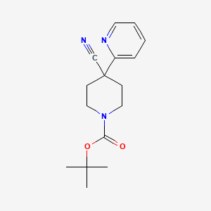 molecular formula C16H21N3O2 B592308 Tert-butyl 4-cyano-4-(pyridin-2-YL)piperidine-1-carboxylate CAS No. 167263-04-9