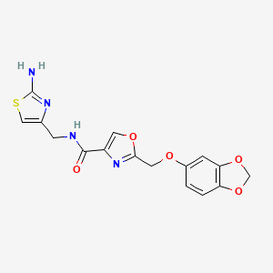 molecular formula C16H14N4O5S B5923129 N-[(2-amino-1,3-thiazol-4-yl)methyl]-2-[(1,3-benzodioxol-5-yloxy)methyl]-1,3-oxazole-4-carboxamide 