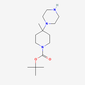 molecular formula C15H29N3O2 B592317 叔丁基4-甲基-4-(哌嗪-1-基)哌啶-1-羧酸酯 CAS No. 1185064-24-7