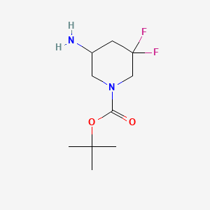 molecular formula C10H18F2N2O2 B592322 Tert-butyl 5-amino-3,3-difluoropiperidine-1-carboxylate CAS No. 1258638-82-2