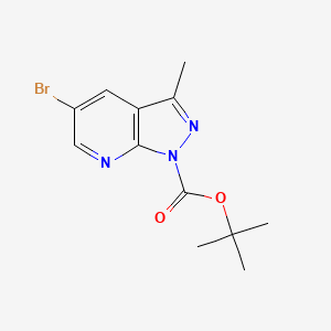 molecular formula C12H14BrN3O2 B592324 tert-Butyl 5-bromo-3-methyl-1H-pyrazolo[3,4-b]pyridine-1-carboxylate CAS No. 916258-24-7
