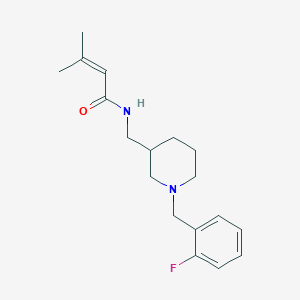 molecular formula C18H25FN2O B5923396 N-{[1-(2-fluorobenzyl)piperidin-3-yl]methyl}-3-methylbut-2-enamide 