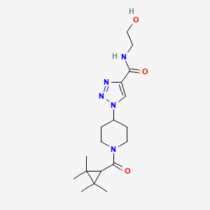 molecular formula C18H29N5O3 B5923558 N-(2-hydroxyethyl)-1-{1-[(2,2,3,3-tetramethylcyclopropyl)carbonyl]piperidin-4-yl}-1H-1,2,3-triazole-4-carboxamide 
