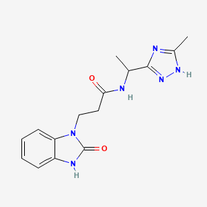 molecular formula C15H18N6O2 B5923569 N-[1-(5-methyl-1H-1,2,4-triazol-3-yl)ethyl]-3-(2-oxo-2,3-dihydro-1H-benzimidazol-1-yl)propanamide 