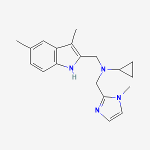 molecular formula C19H24N4 B5923622 N-[(3,5-dimethyl-1H-indol-2-yl)methyl]-N-[(1-methyl-1H-imidazol-2-yl)methyl]cyclopropanamine 