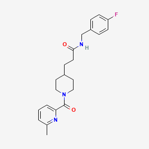 molecular formula C22H26FN3O2 B5923704 N-(4-fluorobenzyl)-3-{1-[(6-methyl-2-pyridinyl)carbonyl]-4-piperidinyl}propanamide 