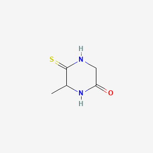 molecular formula C5H8N2OS B592379 6-Methyl-5-thioxopiperazin-2-one CAS No. 128425-21-8
