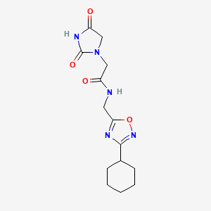 molecular formula C14H19N5O4 B5923819 N-[(3-cyclohexyl-1,2,4-oxadiazol-5-yl)methyl]-2-(2,4-dioxoimidazolidin-1-yl)acetamide 