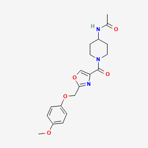 molecular formula C19H23N3O5 B5923823 N-[1-({2-[(4-methoxyphenoxy)methyl]-1,3-oxazol-4-yl}carbonyl)piperidin-4-yl]acetamide 