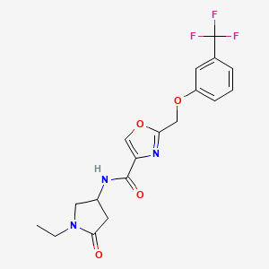molecular formula C18H18F3N3O4 B5923880 N-(1-ethyl-5-oxopyrrolidin-3-yl)-2-{[3-(trifluoromethyl)phenoxy]methyl}-1,3-oxazole-4-carboxamide 