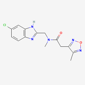 molecular formula C14H14ClN5O2 B5924003 N-[(5-chloro-1H-benzimidazol-2-yl)methyl]-N-methyl-2-(4-methyl-1,2,5-oxadiazol-3-yl)acetamide 
