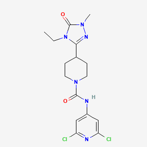 molecular formula C16H20Cl2N6O2 B5924660 N-(2,6-dichloropyridin-4-yl)-4-(4-ethyl-1-methyl-5-oxo-4,5-dihydro-1H-1,2,4-triazol-3-yl)piperidine-1-carboxamide 