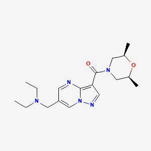 molecular formula C18H27N5O2 B5924702 N-[(3-{[(2R*,6S*)-2,6-dimethylmorpholin-4-yl]carbonyl}pyrazolo[1,5-a]pyrimidin-6-yl)methyl]-N-ethylethanamine 