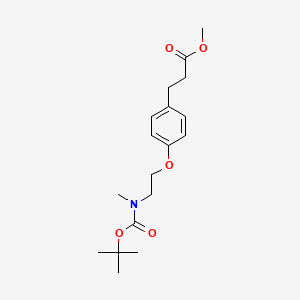 molecular formula C18H27NO5 B592504 4-[2-[[(1,1-Dimethylethoxy)carbonyl]methylamino]ethoxy]benzenepropanoic Acid Methyl Ester CAS No. 850723-98-7