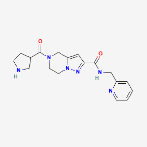 molecular formula C18H22N6O2 B5925070 N-(2-pyridinylmethyl)-5-(3-pyrrolidinylcarbonyl)-4,5,6,7-tetrahydropyrazolo[1,5-a]pyrazine-2-carboxamide dihydrochloride 