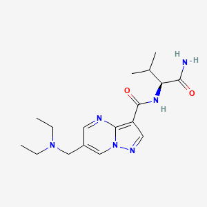 molecular formula C17H26N6O2 B5925345 N-[(1S)-1-(aminocarbonyl)-2-methylpropyl]-6-[(diethylamino)methyl]pyrazolo[1,5-a]pyrimidine-3-carboxamide 