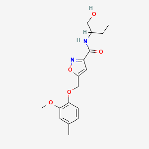 molecular formula C17H22N2O5 B5925480 N-[1-(hydroxymethyl)propyl]-5-[(2-methoxy-4-methylphenoxy)methyl]isoxazole-3-carboxamide 
