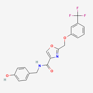 molecular formula C19H15F3N2O4 B5925528 N-(4-hydroxybenzyl)-2-{[3-(trifluoromethyl)phenoxy]methyl}-1,3-oxazole-4-carboxamide 