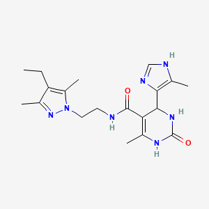 molecular formula C19H27N7O2 B5925709 N-[2-(4-ethyl-3,5-dimethyl-1H-pyrazol-1-yl)ethyl]-6-methyl-4-(4-methyl-1H-imidazol-5-yl)-2-oxo-1,2,3,4-tetrahydropyrimidine-5-carboxamide 