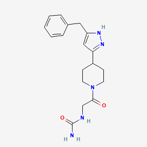 molecular formula C18H23N5O2 B5925731 N-{2-[4-(3-benzyl-1H-pyrazol-5-yl)piperidin-1-yl]-2-oxoethyl}urea 