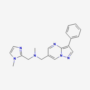 molecular formula C19H20N6 B5925739 N-methyl-1-(1-methyl-1H-imidazol-2-yl)-N-[(3-phenylpyrazolo[1,5-a]pyrimidin-6-yl)methyl]methanamine 