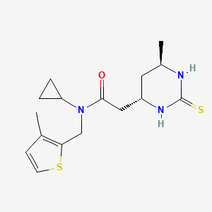 molecular formula C16H23N3OS2 B5925782 N-cyclopropyl-N-[(3-methyl-2-thienyl)methyl]-2-[(4S*,6R*)-6-methyl-2-thioxohexahydropyrimidin-4-yl]acetamide 