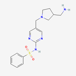 molecular formula C16H21N5O2S B5925883 N-(5-{[3-(aminomethyl)-1-pyrrolidinyl]methyl}-2-pyrimidinyl)benzenesulfonamide dihydrochloride 