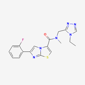 molecular formula C18H17FN6OS B5925893 N-[(4-ethyl-4H-1,2,4-triazol-3-yl)methyl]-6-(2-fluorophenyl)-N-methylimidazo[2,1-b][1,3]thiazole-3-carboxamide 