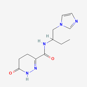 molecular formula C12H17N5O2 B5926100 N-[1-(1H-imidazol-1-ylmethyl)propyl]-6-oxo-1,4,5,6-tetrahydropyridazine-3-carboxamide 