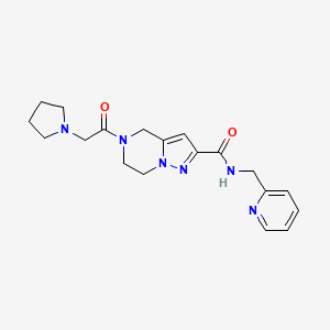 molecular formula C19H24N6O2 B5926731 N-(pyridin-2-ylmethyl)-5-(pyrrolidin-1-ylacetyl)-4,5,6,7-tetrahydropyrazolo[1,5-a]pyrazine-2-carboxamide 
