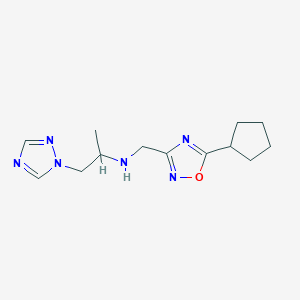 molecular formula C13H20N6O B5927344 N-[(5-cyclopentyl-1,2,4-oxadiazol-3-yl)methyl]-1-(1H-1,2,4-triazol-1-yl)propan-2-amine 