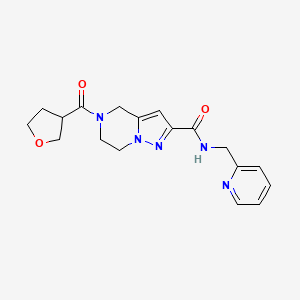 molecular formula C18H21N5O3 B5927425 N-(pyridin-2-ylmethyl)-5-(tetrahydrofuran-3-ylcarbonyl)-4,5,6,7-tetrahydropyrazolo[1,5-a]pyrazine-2-carboxamide 