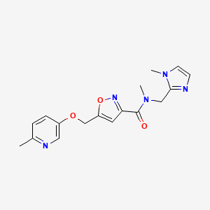 molecular formula C17H19N5O3 B5927865 N-methyl-N-[(1-methyl-1H-imidazol-2-yl)methyl]-5-{[(6-methylpyridin-3-yl)oxy]methyl}isoxazole-3-carboxamide 