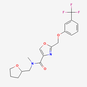 molecular formula C18H19F3N2O4 B5927866 N-methyl-N-(tetrahydrofuran-2-ylmethyl)-2-{[3-(trifluoromethyl)phenoxy]methyl}-1,3-oxazole-4-carboxamide 