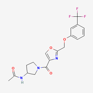 molecular formula C18H18F3N3O4 B5928070 N-{1-[(2-{[3-(trifluoromethyl)phenoxy]methyl}-1,3-oxazol-4-yl)carbonyl]pyrrolidin-3-yl}acetamide 