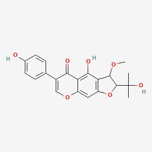 B592813 4-Hydroxy-6-(4-hydroxyphenyl)-2-(2-hydroxypropan-2-yl)-3-methoxy-2,3-dihydrofuro[3,2-g]chromen-5-one CAS No. 221002-11-5