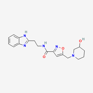 molecular formula C19H23N5O3 B5928207 N-[2-(1H-benzimidazol-2-yl)ethyl]-5-[(3-hydroxypiperidin-1-yl)methyl]isoxazole-3-carboxamide 
