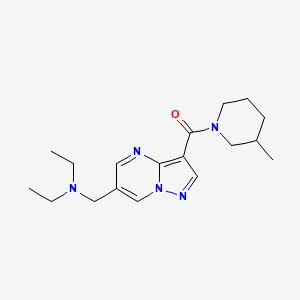 molecular formula C18H27N5O B5929131 N-ethyl-N-({3-[(3-methylpiperidin-1-yl)carbonyl]pyrazolo[1,5-a]pyrimidin-6-yl}methyl)ethanamine 