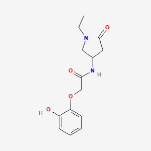 molecular formula C14H18N2O4 B5929142 N-(1-ethyl-5-oxopyrrolidin-3-yl)-2-(2-hydroxyphenoxy)acetamide 