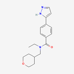 molecular formula C18H23N3O2 B5929309 N-ethyl-4-(1H-pyrazol-3-yl)-N-(tetrahydro-2H-pyran-4-ylmethyl)benzamide 