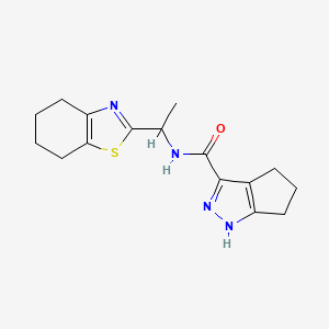 molecular formula C16H20N4OS B5929435 N-[1-(4,5,6,7-tetrahydro-1,3-benzothiazol-2-yl)ethyl]-1,4,5,6-tetrahydrocyclopenta[c]pyrazole-3-carboxamide 