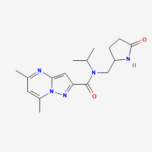 molecular formula C17H23N5O2 B5929440 N-isopropyl-5,7-dimethyl-N-[(5-oxopyrrolidin-2-yl)methyl]pyrazolo[1,5-a]pyrimidine-2-carboxamide 